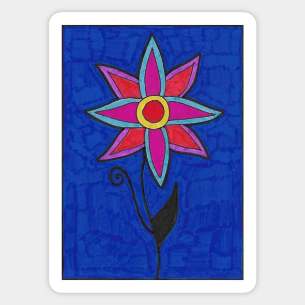 Red and Blue Flower Sticker by JaySnellingArt